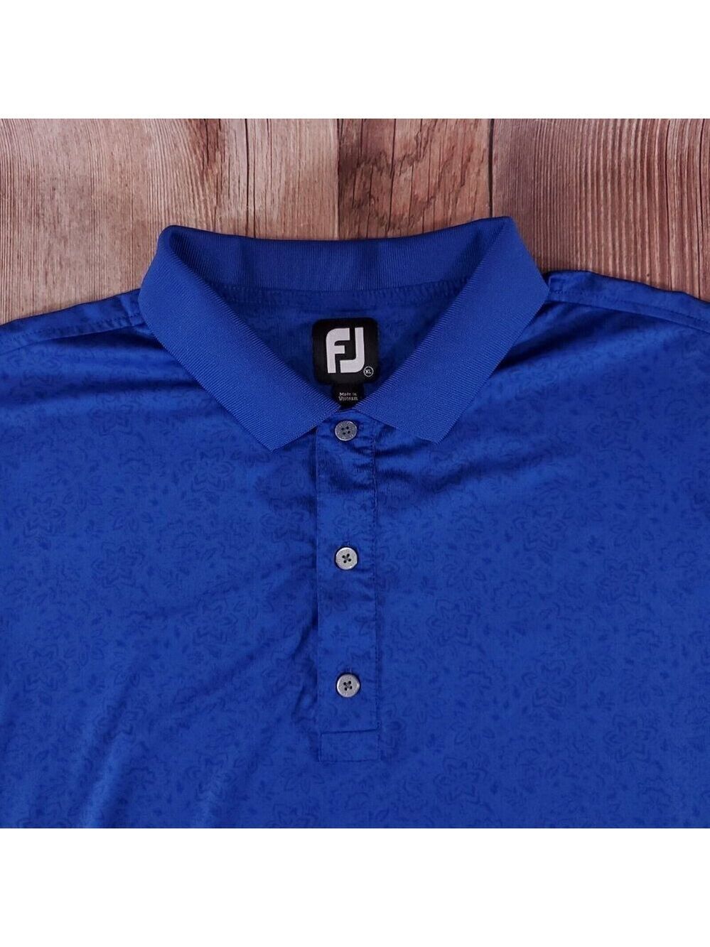 Footjoy FJ Mens Size XL Blue Floral Short Sleeve Golf Performance Polo Shirt